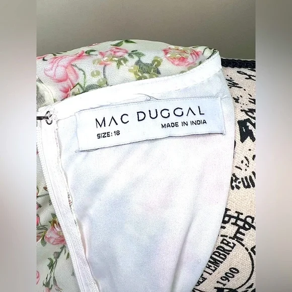 Mac Duggal Floral Midi Dress - White and Pink - Picture 14 of 16